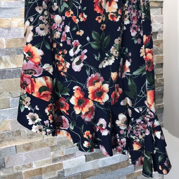 Bobeau Asymmetrical Ruffle Hem Midi Skirt - Picture 4 of 6